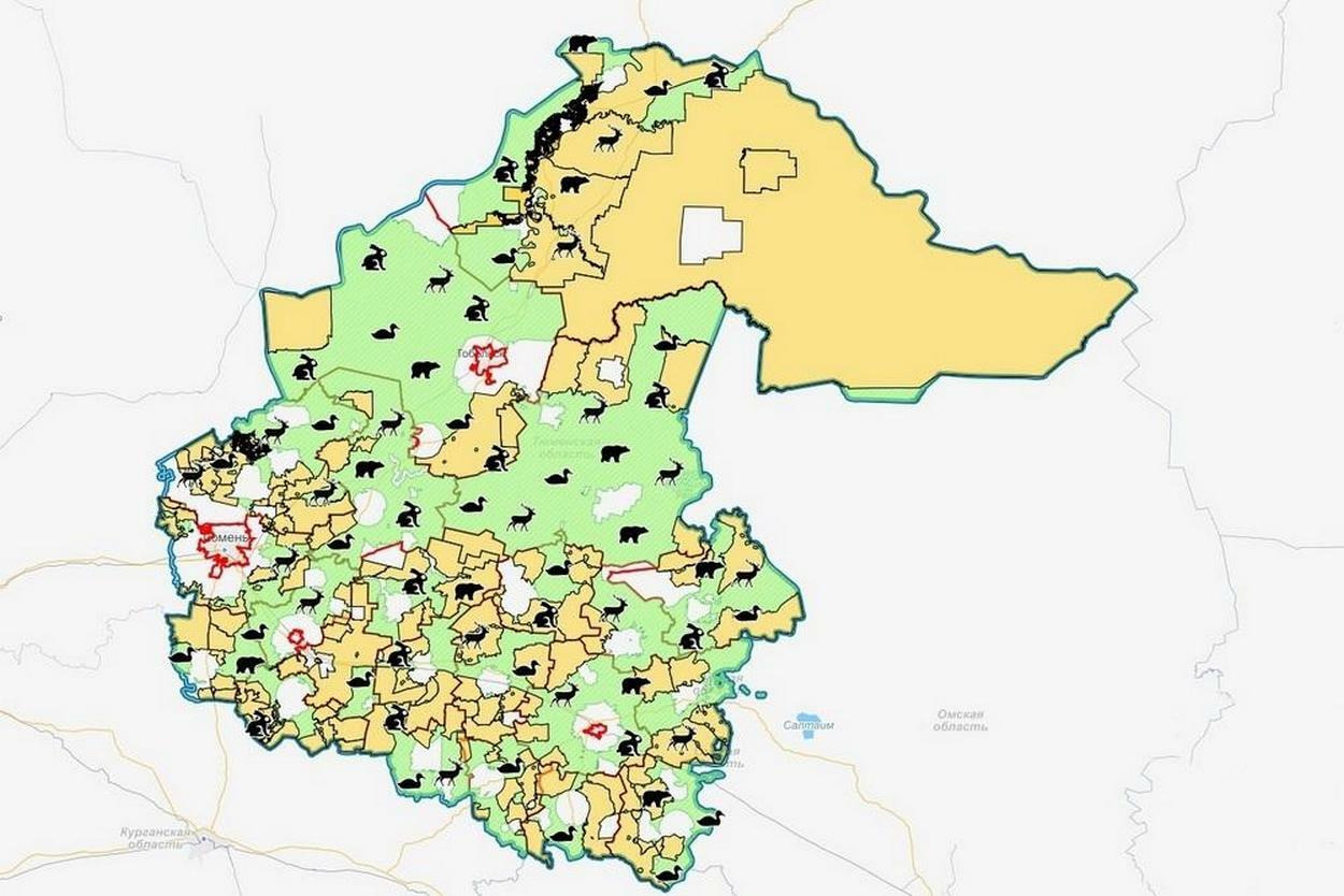 карта тюменской области где можно охотиться